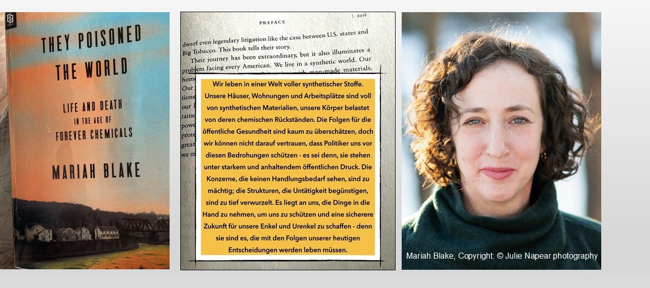 Die Vergiftung der Welt: Buchcover, Zitat und Foto Blake nebeneinander
