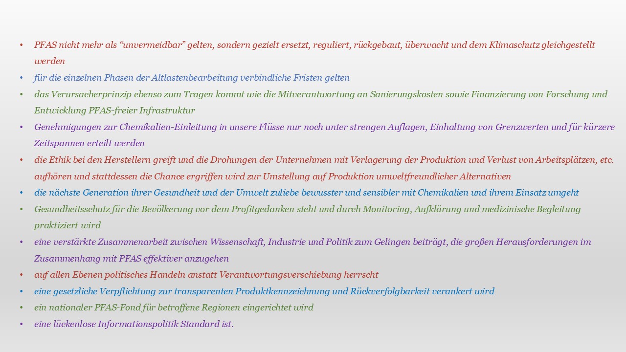 Auflistung verschiedener Wünsche