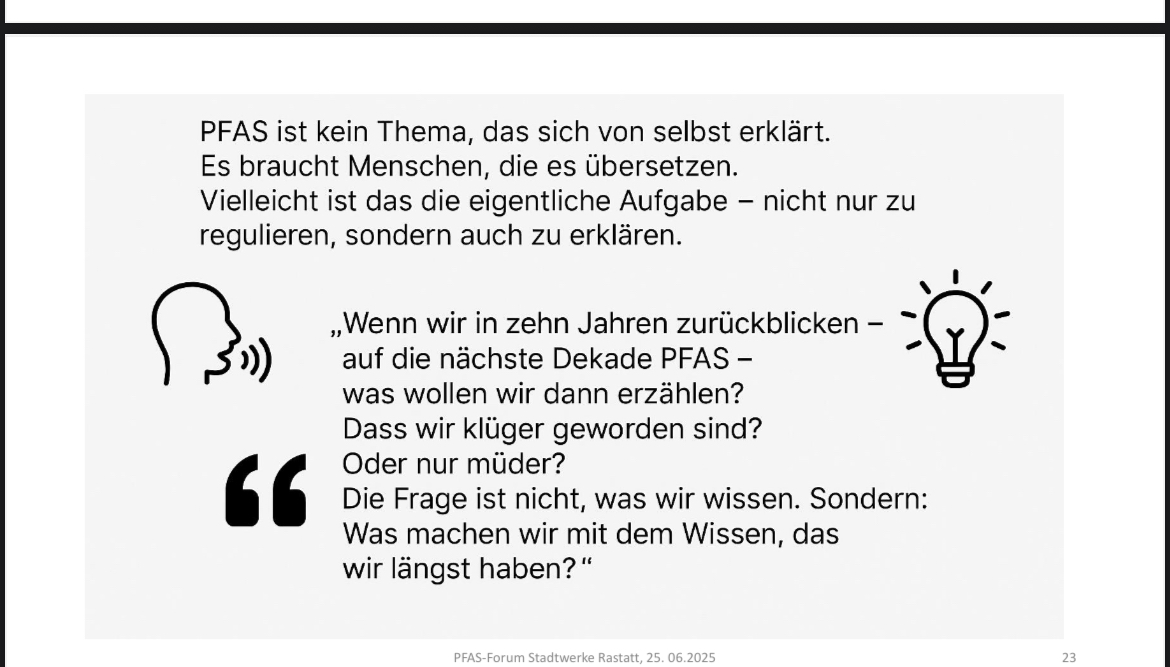 Zitat über PFAS-Wissen; was machen wir damit?