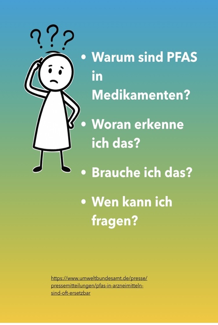 Comicmännchen mit Fragezeichen-Warum sind PFAS in Medikamenten